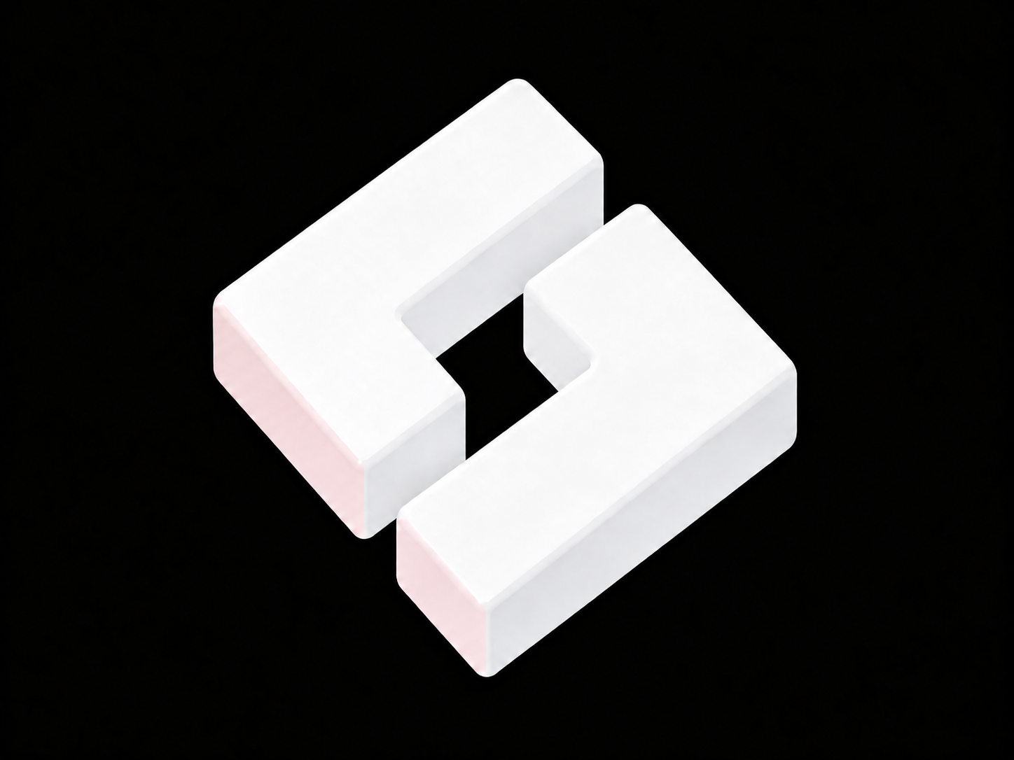 Isometric Dovetech icon in white and soft blush